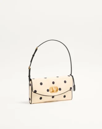 Valentino Garavani DeVain liten skulderveske i moiré Plus De Pois-stoff
