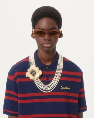 Valentino Garavani Fleur Lumineuse halskjede i metall, emalje, perler og stoff