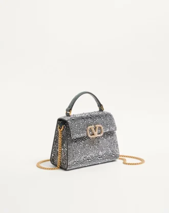 Valentino Garavani Mini Vsling håndveske med rhinestones og juvellogo