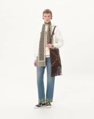 Valentino Garavani Nellcôte skulderveske i semsket skinn med frynser