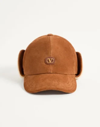 Valentino Garavani Vlogo Signature baseballcap i semsket skinn og saueskinn