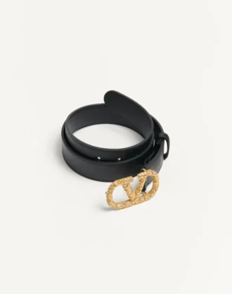 Vlogo Signature Belt i skinnende kalveskinn med krystaller 30 mm