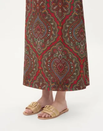 Vlogo Signature Metallic Leather Slide Sandal With Cornely Embroidery