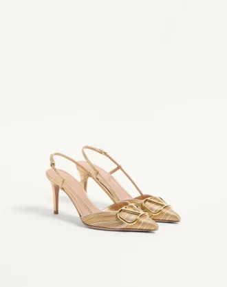 Vlogo Signature Metallic Slingback Pumps With Cornely Embroidery 80Mm
