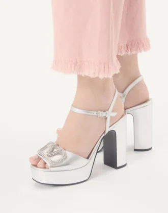 VLogo Signature plattformsandaler i laminert nappa-lær 115 mm