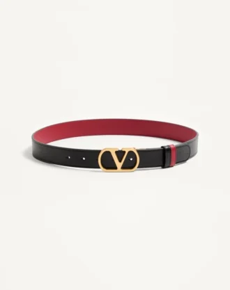 VLogo Signature reversibelt skinnbelte i blank kalveskinn – 30 mm / 1,2 tommer.
