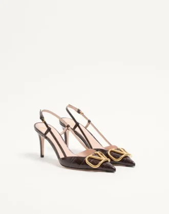 Vlogo Signature Slingback Pumps i 80 mm trykt kalveskinn