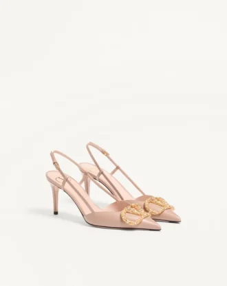 Vlogo Signature Slingback-pumps i kalveskinn med juvel-logo 80 mm