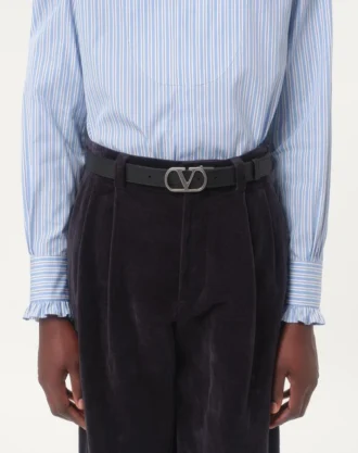 Vlogo Signature vendbart skinnbelte i skinnende kalveskinn 30 mm