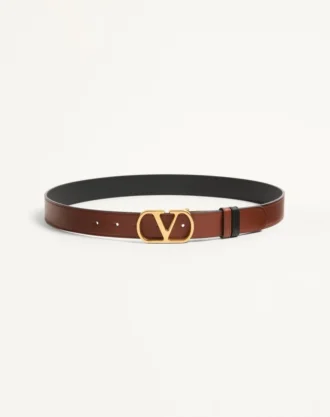 Vlogo Signature vendbart skinnbelte i skinnende kalveskinn 30 mm